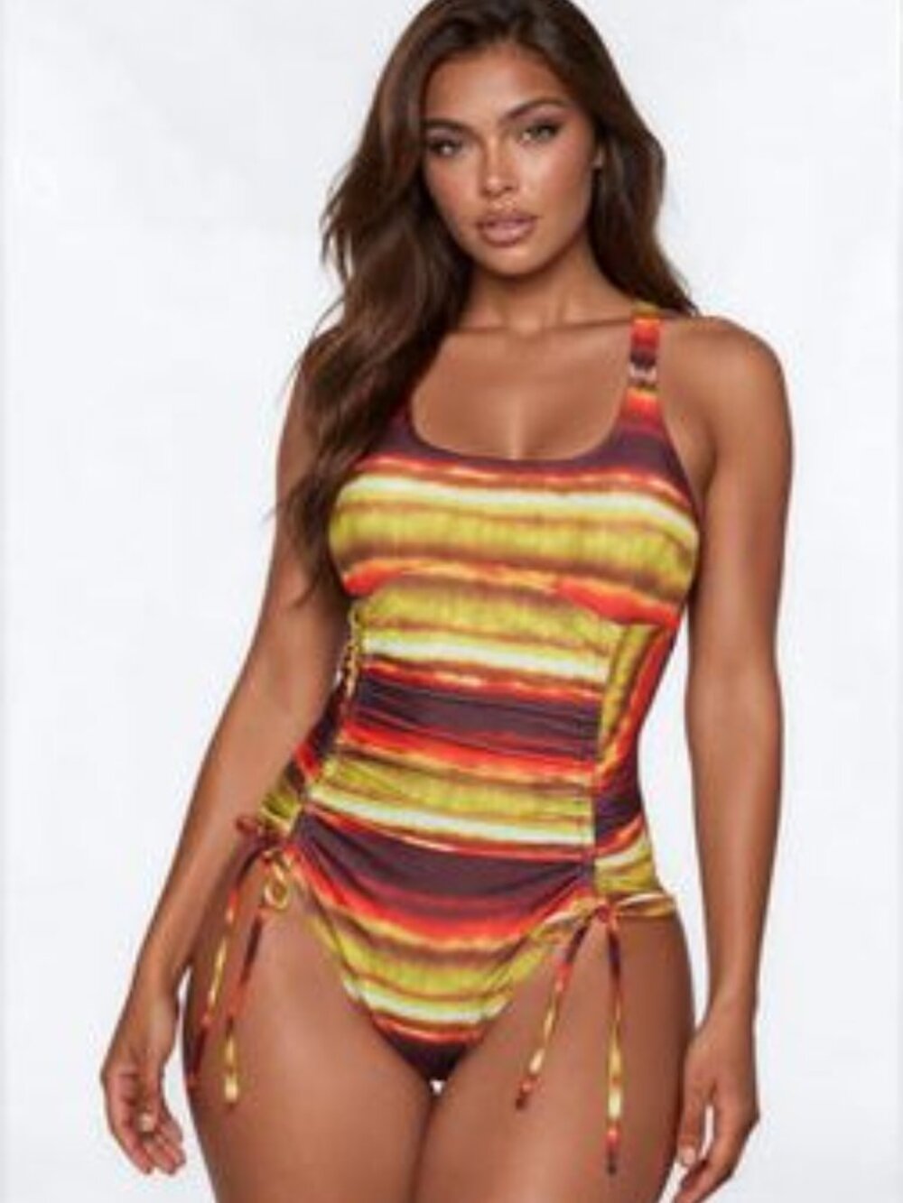 Haute In The Heat One Piece Swimsuit - Brown/combo